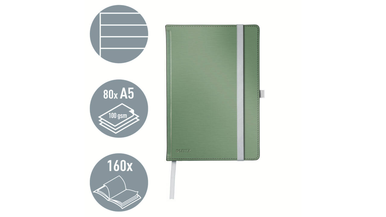 Notitieboek Leitz Style A5 lijn 160 pagina's 100gr groen