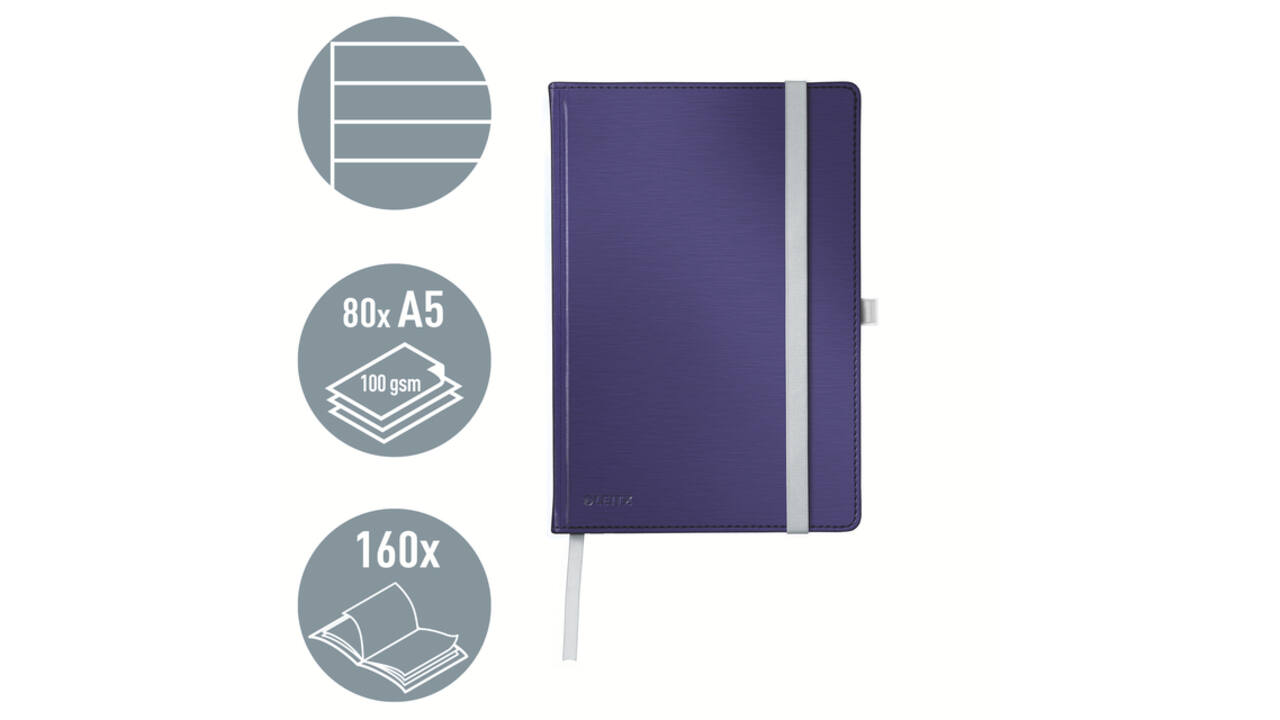 Notitieboek Leitz Style A5 lijn 160 pagina's 100gr blauw