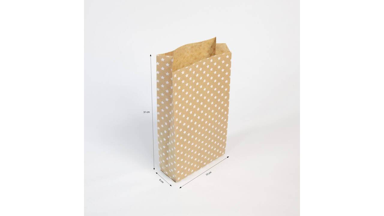 Cadeauzak Clairefontaine16x30x5cm kraft sterren 50 stuks