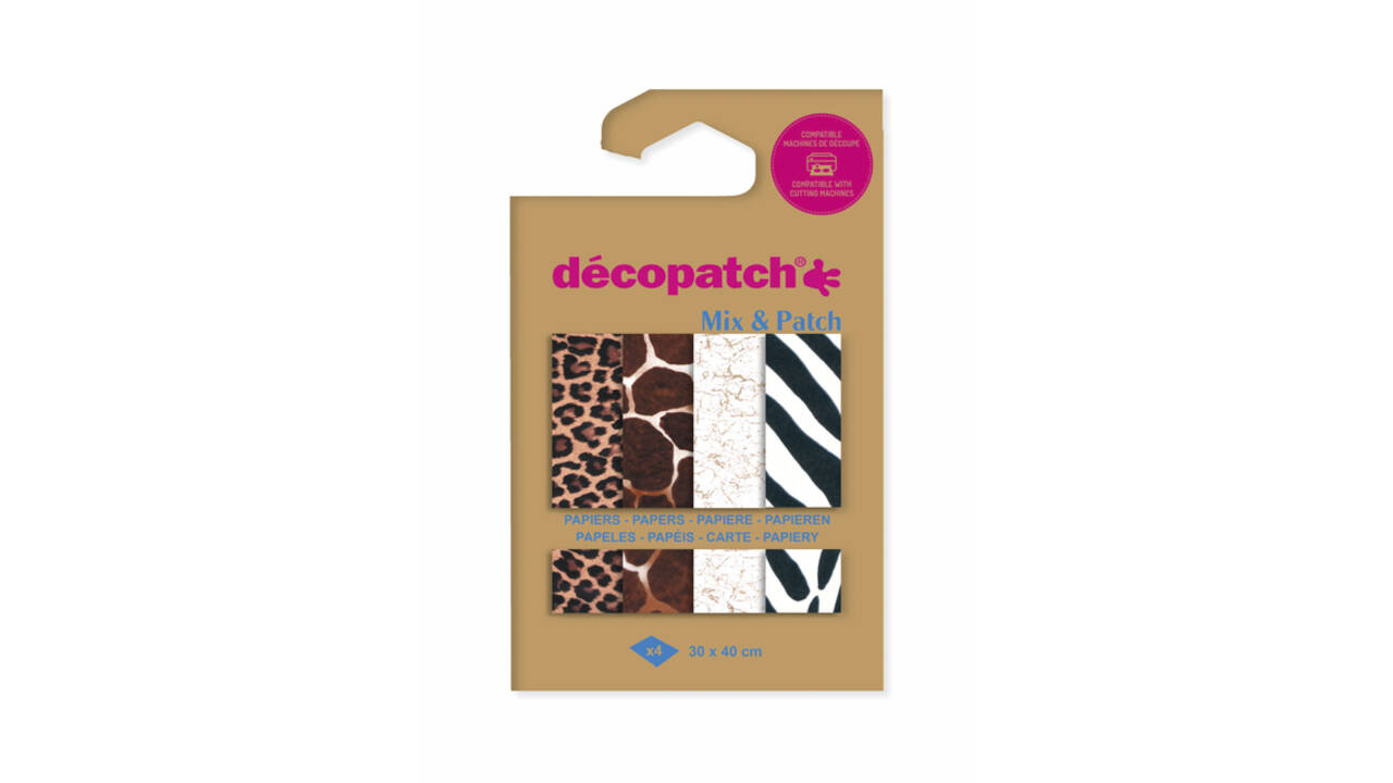 Hobbypapier Décopatch 30x40cm set à 4 vel thema dierenhuid