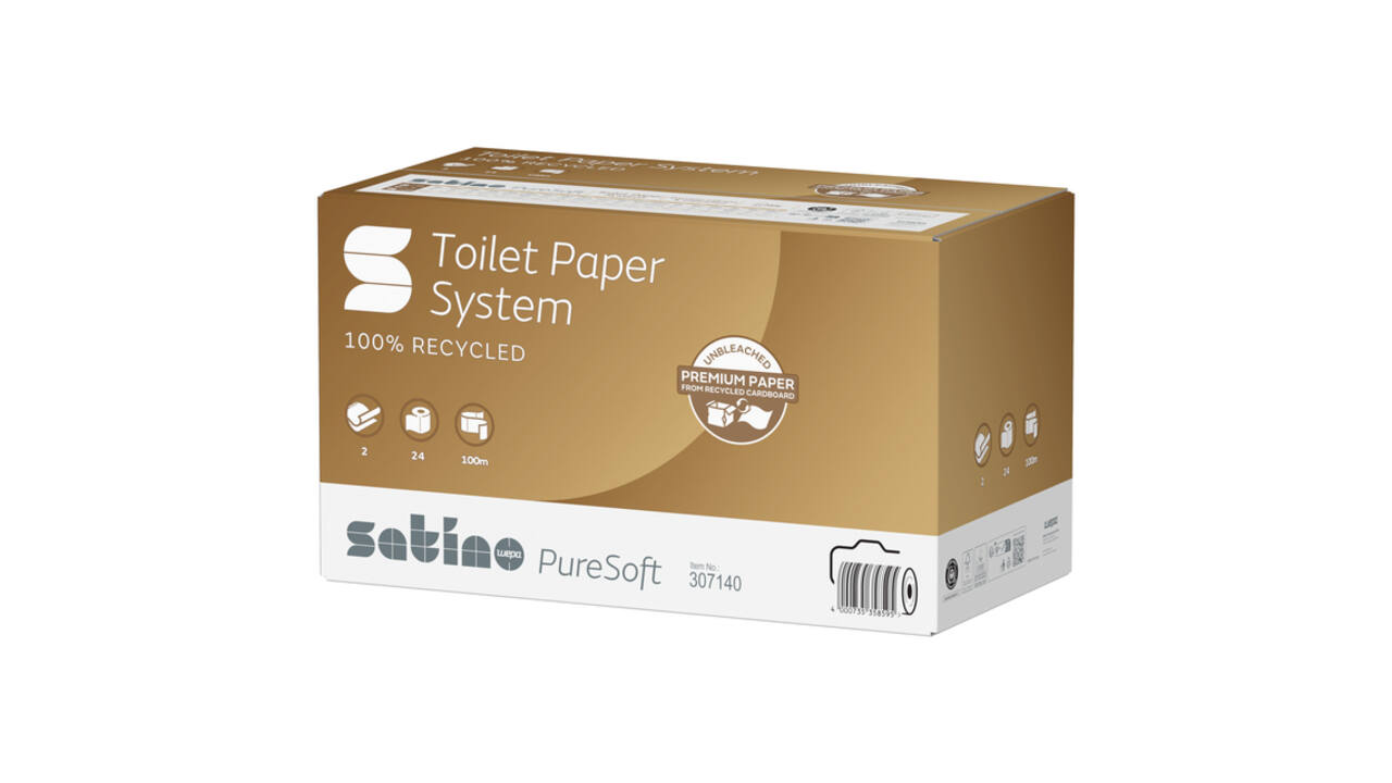 Toiletpapier Satino JT3 PureSoft systeemrol 2-laags 100m naturel 307140