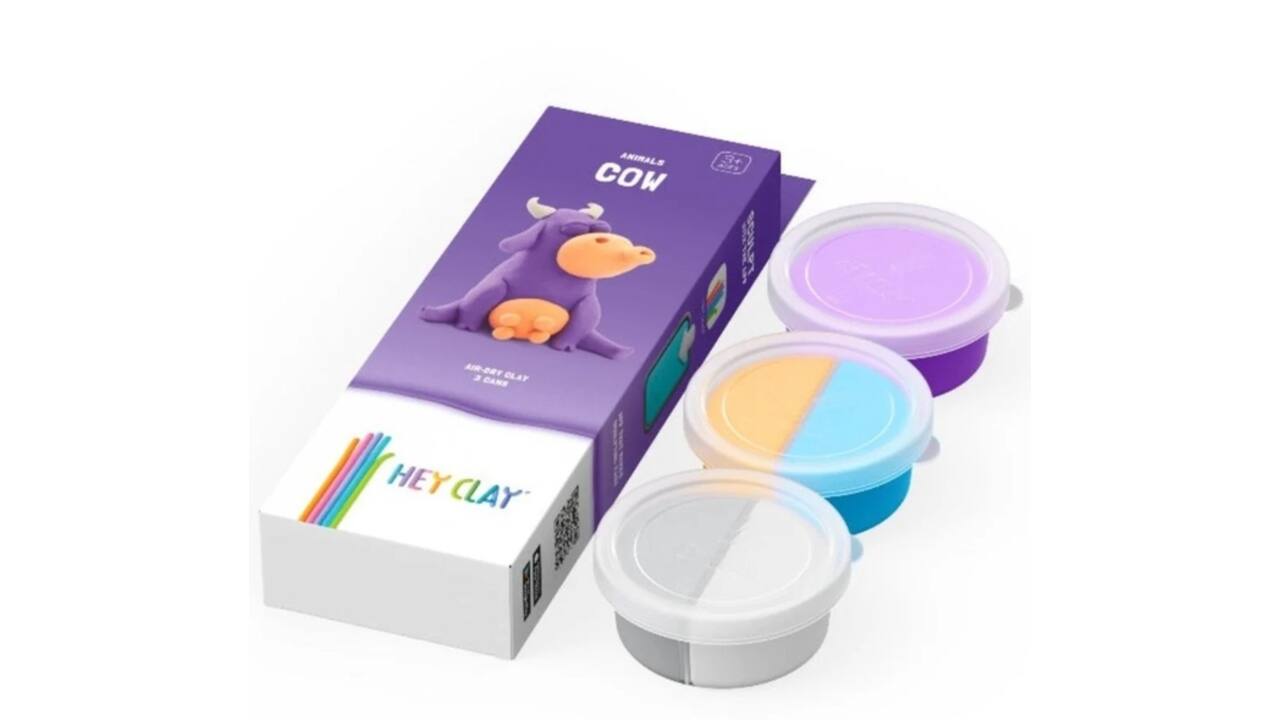 Klei Hey Clay koe set à 3 delen