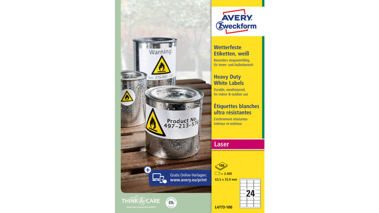 Etiket Avery L4773-100 63.5x33.9 2400 stuks