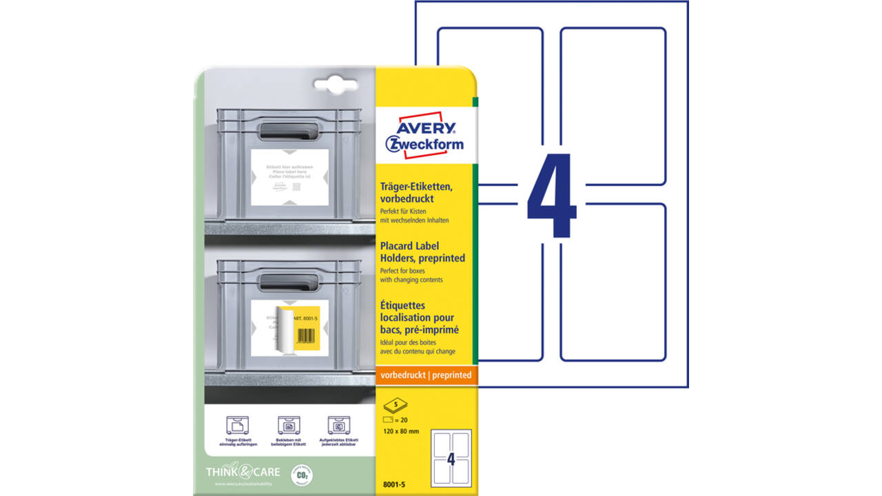 Positioneeretiket Avery 8001 120x80mm bedrukt 20 stuks