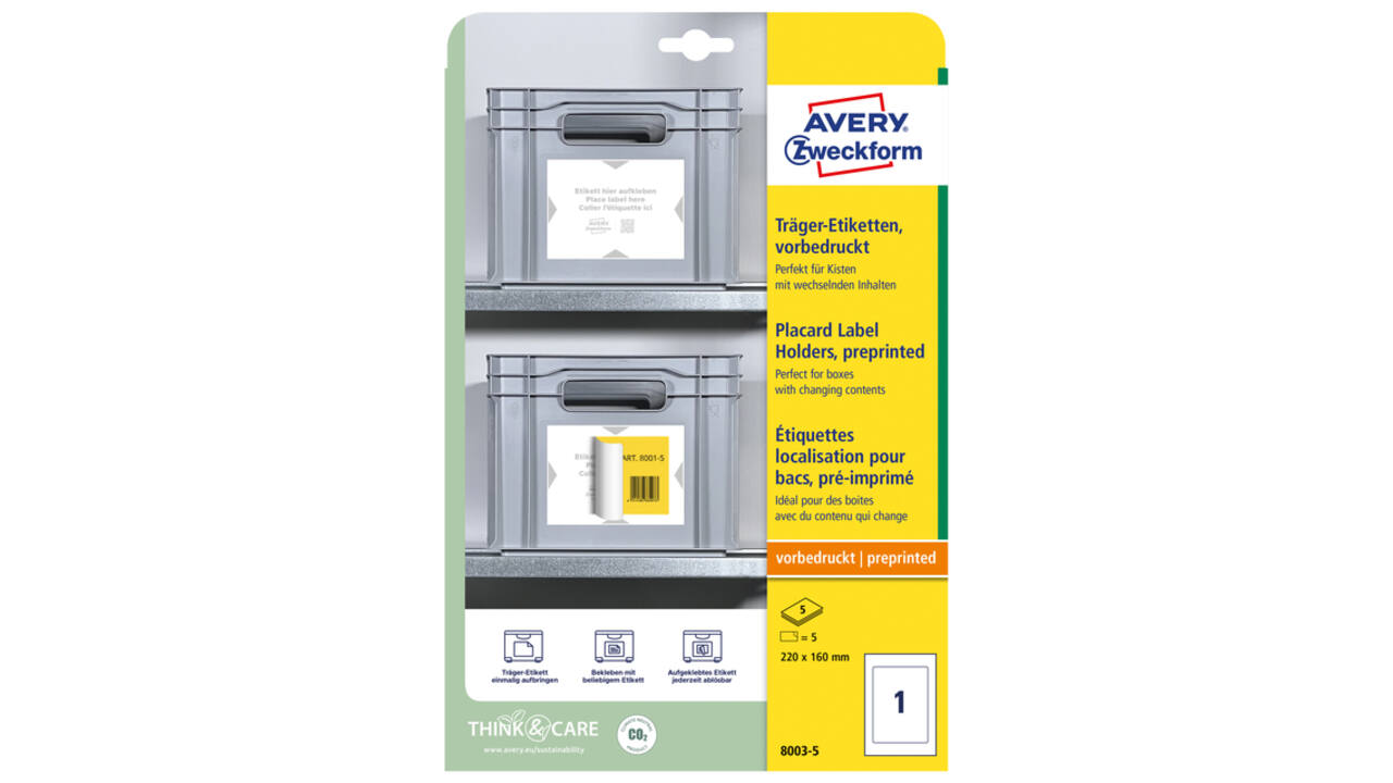 Positioneeretiket Avery 8003 220x160mm bedrukt 5 stuks