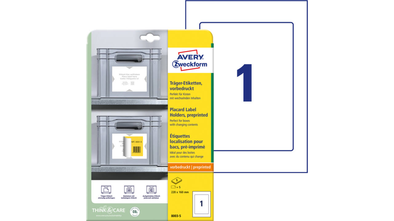 Positioneeretiket Avery 8003 220x160mm bedrukt 5 stuks