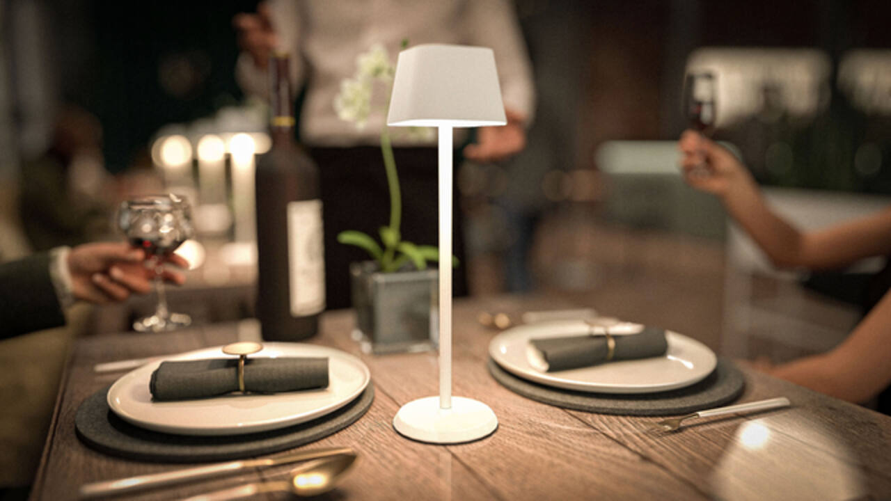 Tafellamp Securit Georgina LED oplaadbaar dimbaar wit