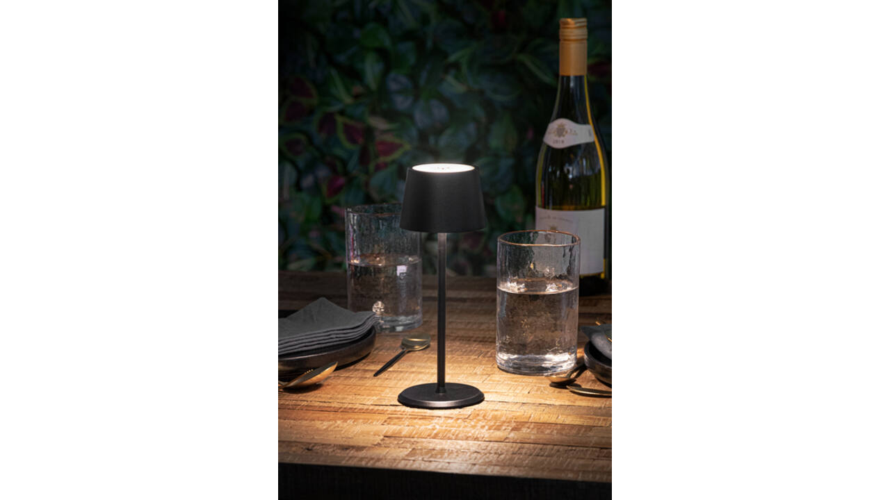 Tafellamp Securit MonteCarlo LED oplaadbaar dimbaar zwart