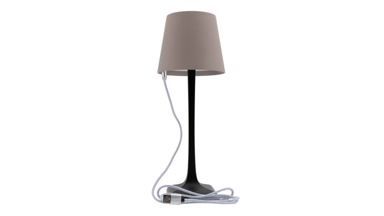 Tafellamp Securit Milano LED oplaadbaar dimbaar taupe-zwart
