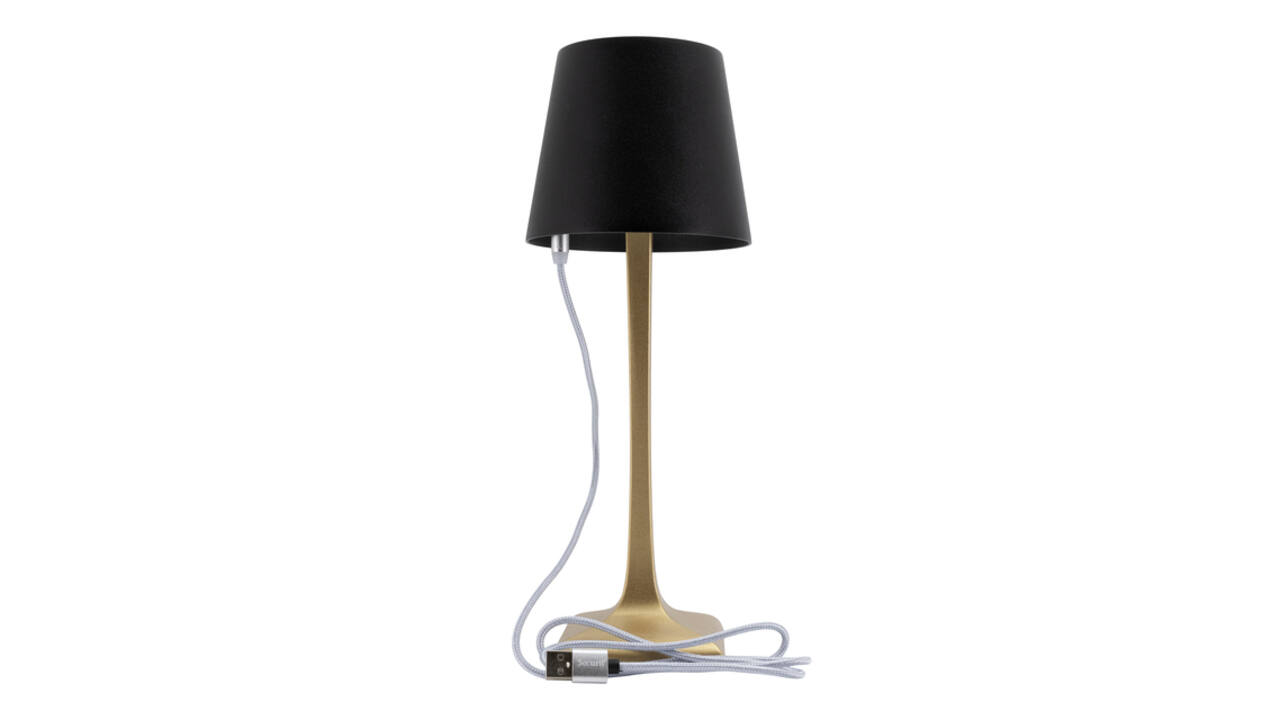 Tafellamp Securit Roma LED oplaadbaar dimbaar zwart-goud