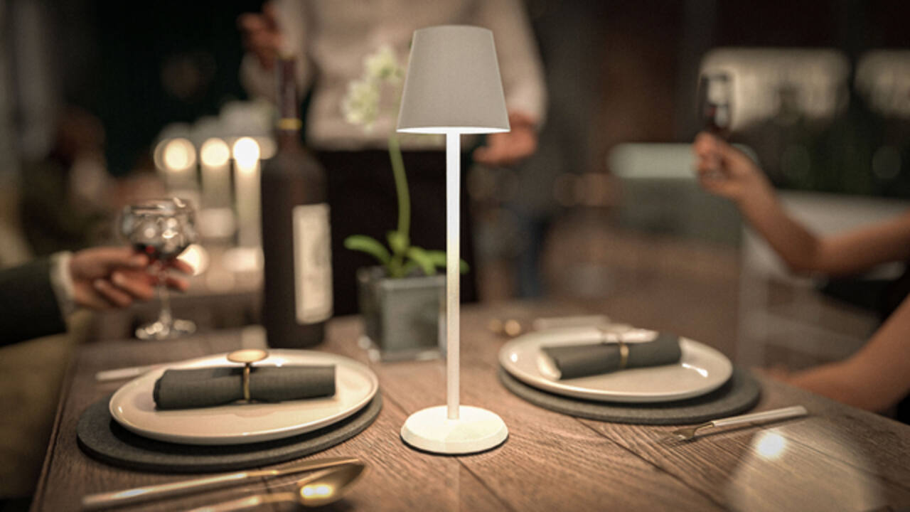 Tafellamp Securit Feline LED oplaadbaar dimbaar wit