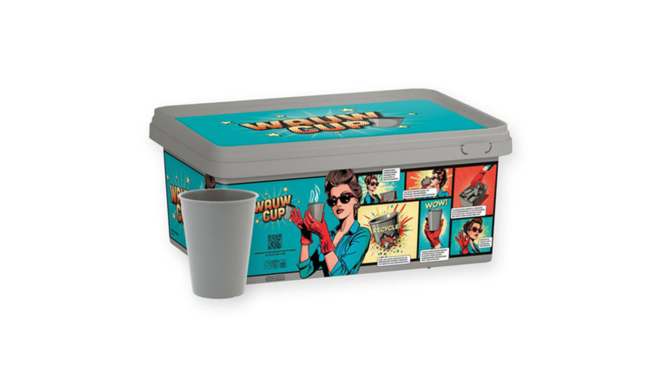 Koffiebeker IEZZY 180ml herbruikbaar Wauw 150 stuks grijs