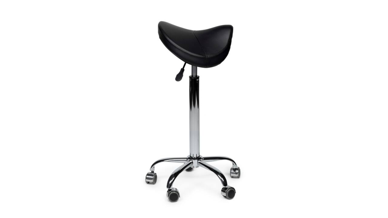 Zadelkruk Office Premium hoog zonder voetring harde wielen zw
