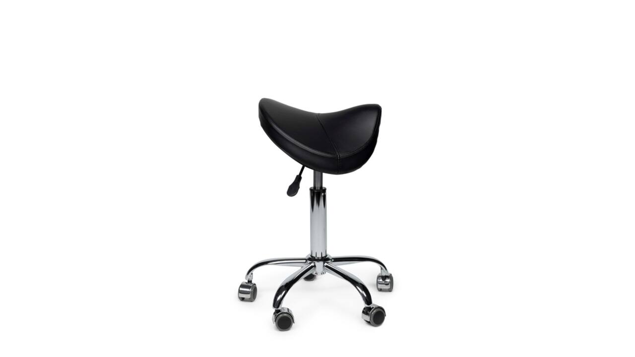 Zadelkruk Office Premium laag zonder voetring harde wielen zw