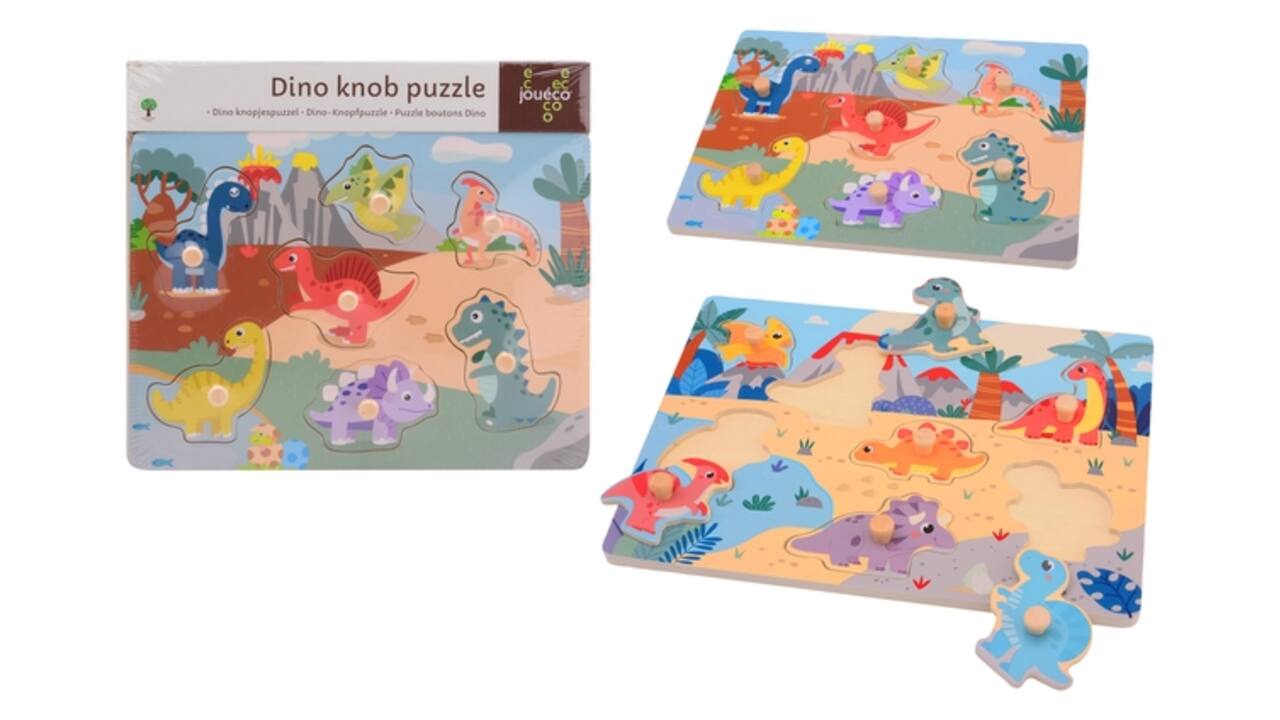 Joueco Dino knopjespuzzel 2 ass