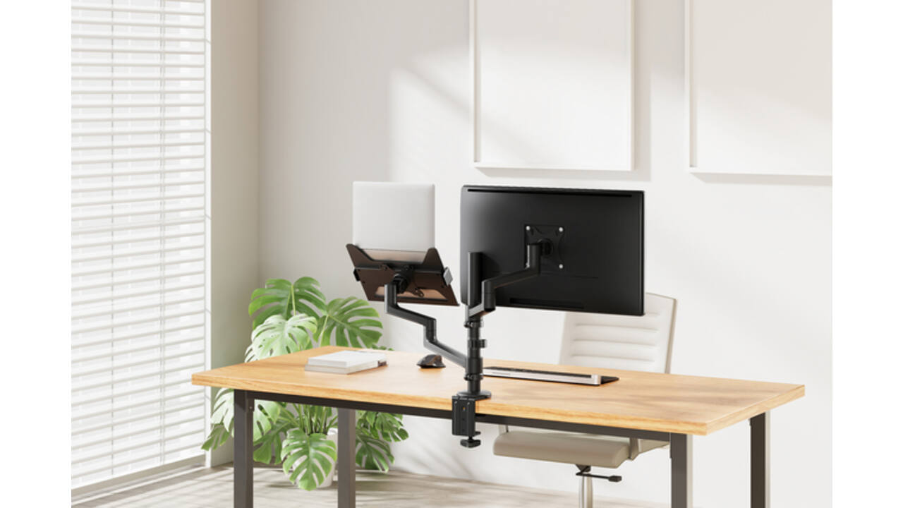 Monitorarm met laptophouder Neomounts NEXT Lite single 17-27" zwart