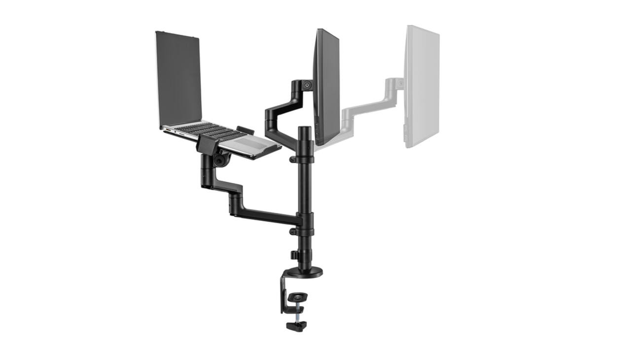 Monitorarm met laptophouder Neomounts NEXT Lite single 17-27" zwart