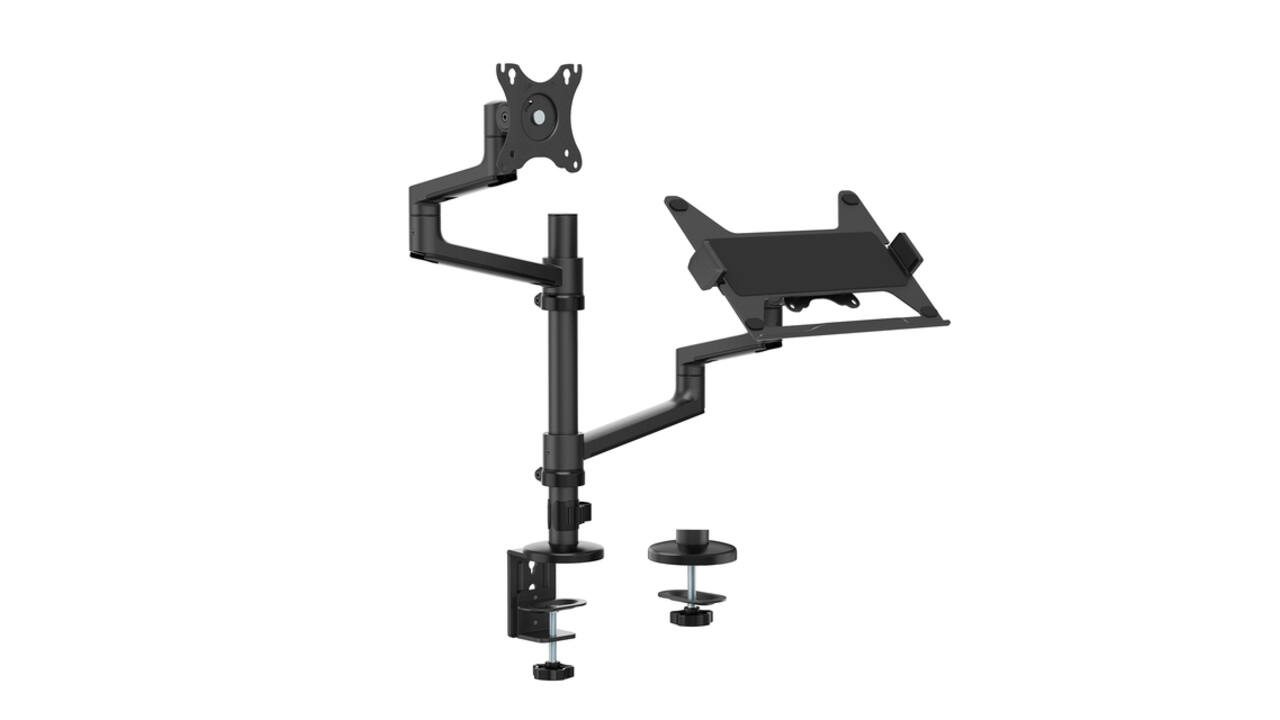 Monitorarm met laptophouder Neomounts NEXT Lite single 17-27" zwart