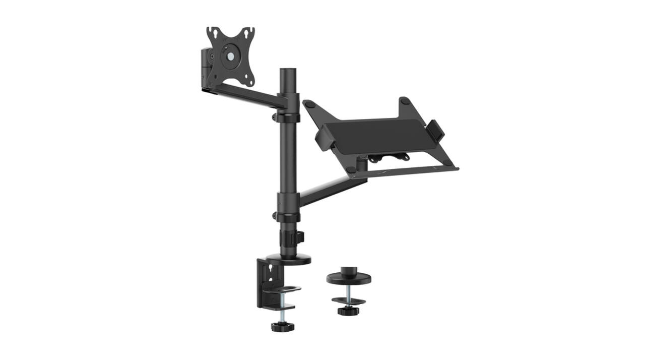 Monitorarm met laptophouder Neomounts NEXT Lite single 17-27" zwart