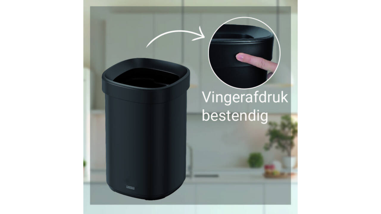 Afvalbak Desq open inworp 20 liter metaal zwart