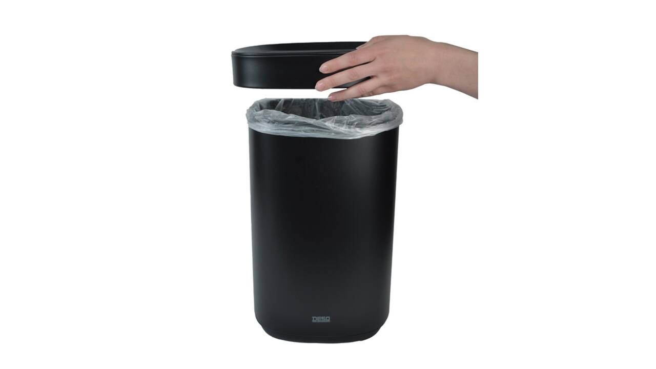 Afvalbak Desq open inworp 20 liter metaal zwart