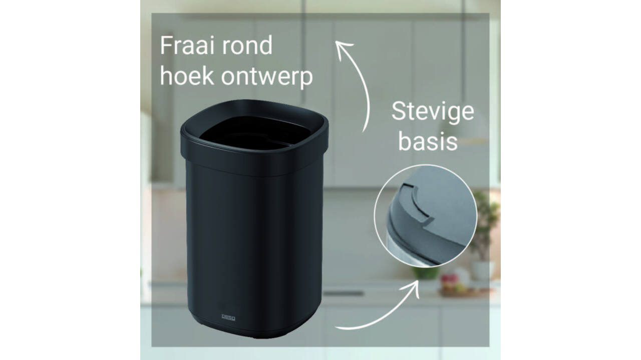 Afvalbak Desq open inworp 20 liter metaal zwart