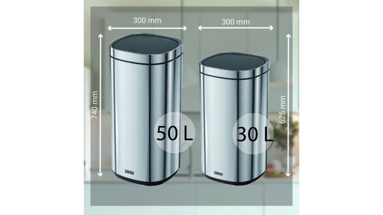 Afvalbak Desq Touch 30 liter RVS zilver