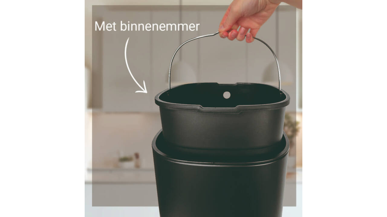 Afvalbak Desq Touch 30 liter RVS zwart