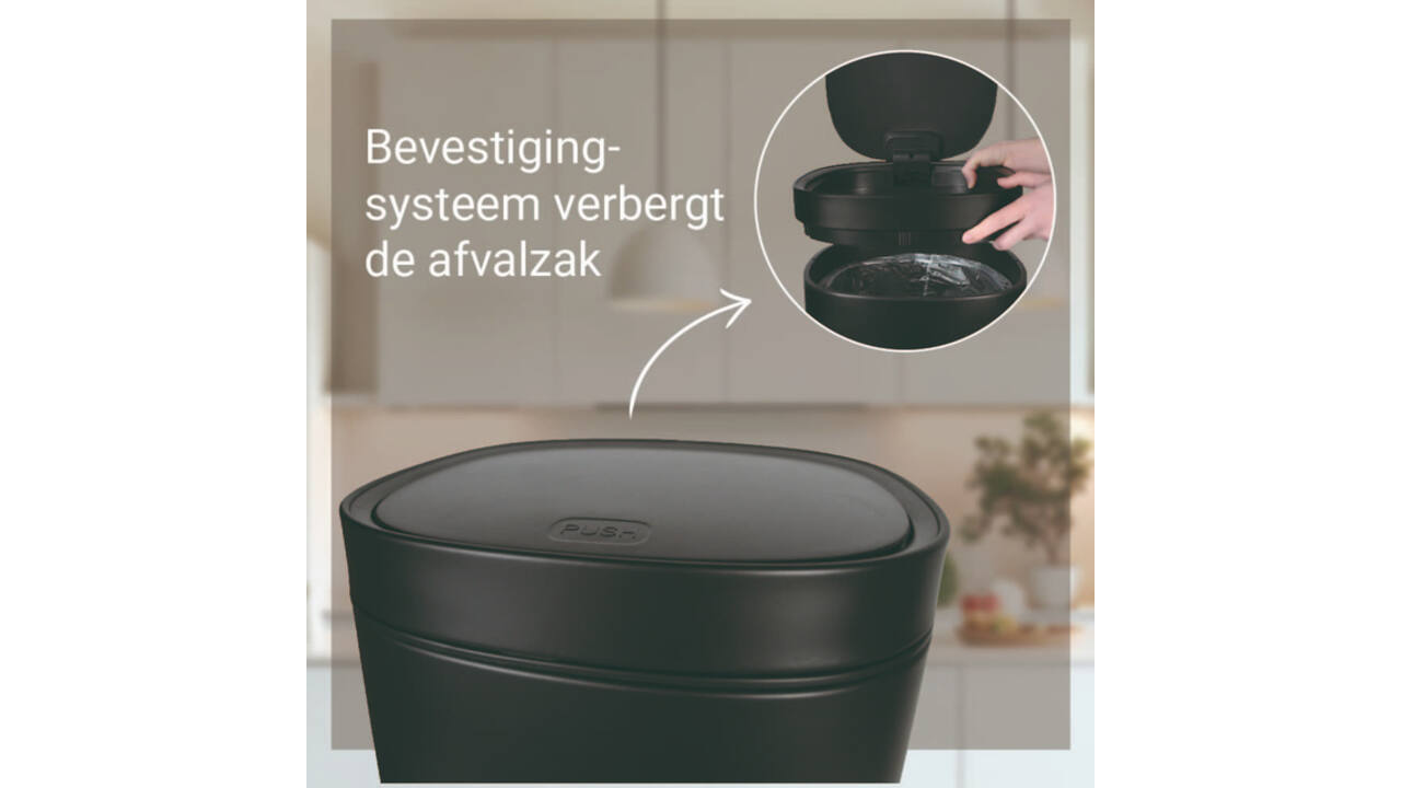 Afvalbak Desq Touch 30 liter RVS zwart