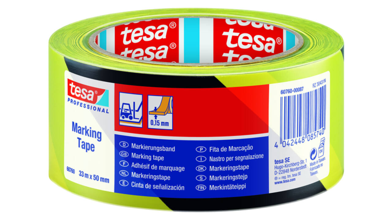 Markeringstape tesa® Professional 60760 PV1 50mmx33m geel-zwart