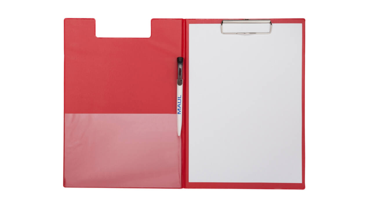 Klembordmap MAUL A4 staand PVC met penlus rood