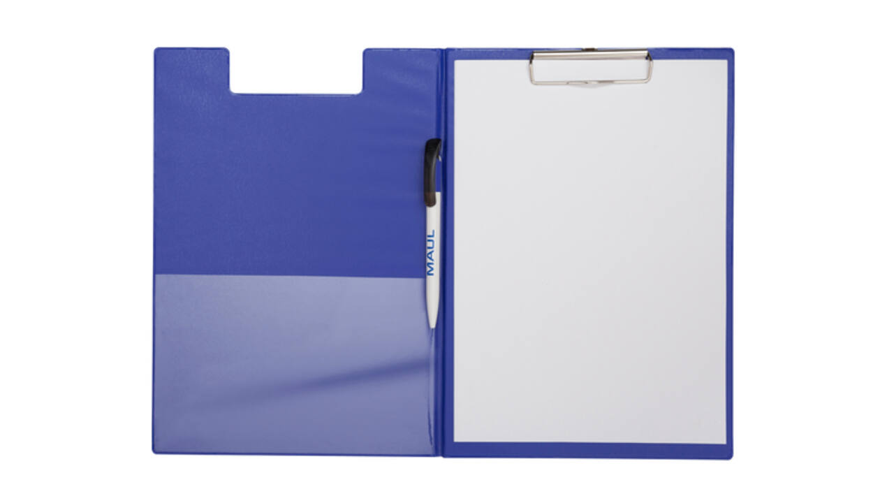 Klembordmap MAUL A4 staand PVC met penlus blauw