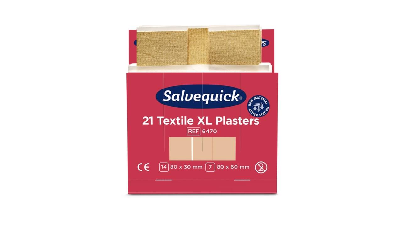 Pleisters Salvequick textiel extra groot 6x 21 stuks