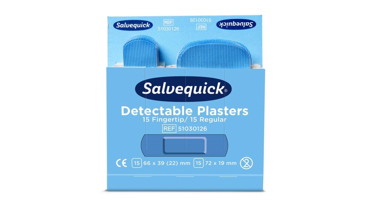 Pleisters Salvequick blauw detectabel mix 6x 30 stuks