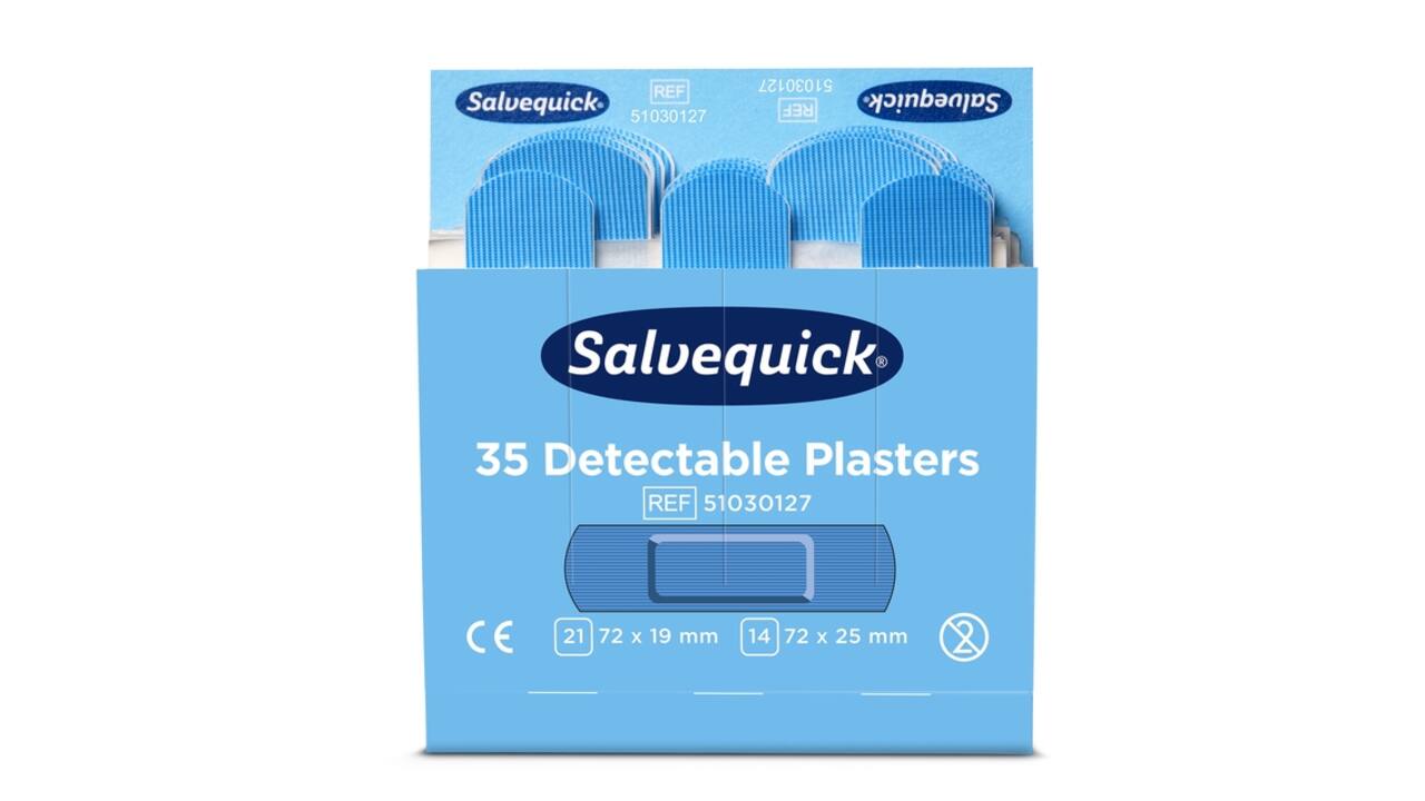 Pleisters Salvequick blauw detectable refill 6x 35 stuks
