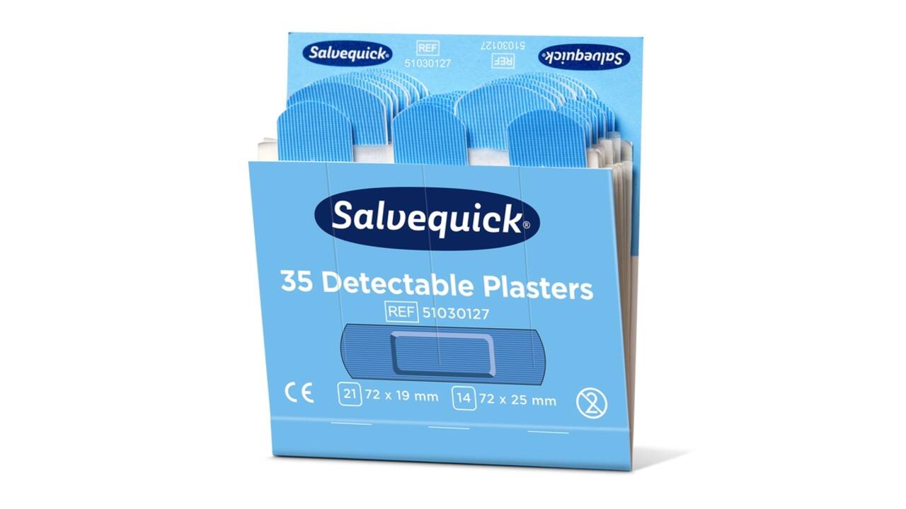Pleisters Salvequick blauw detectable refill 6x 35 stuks