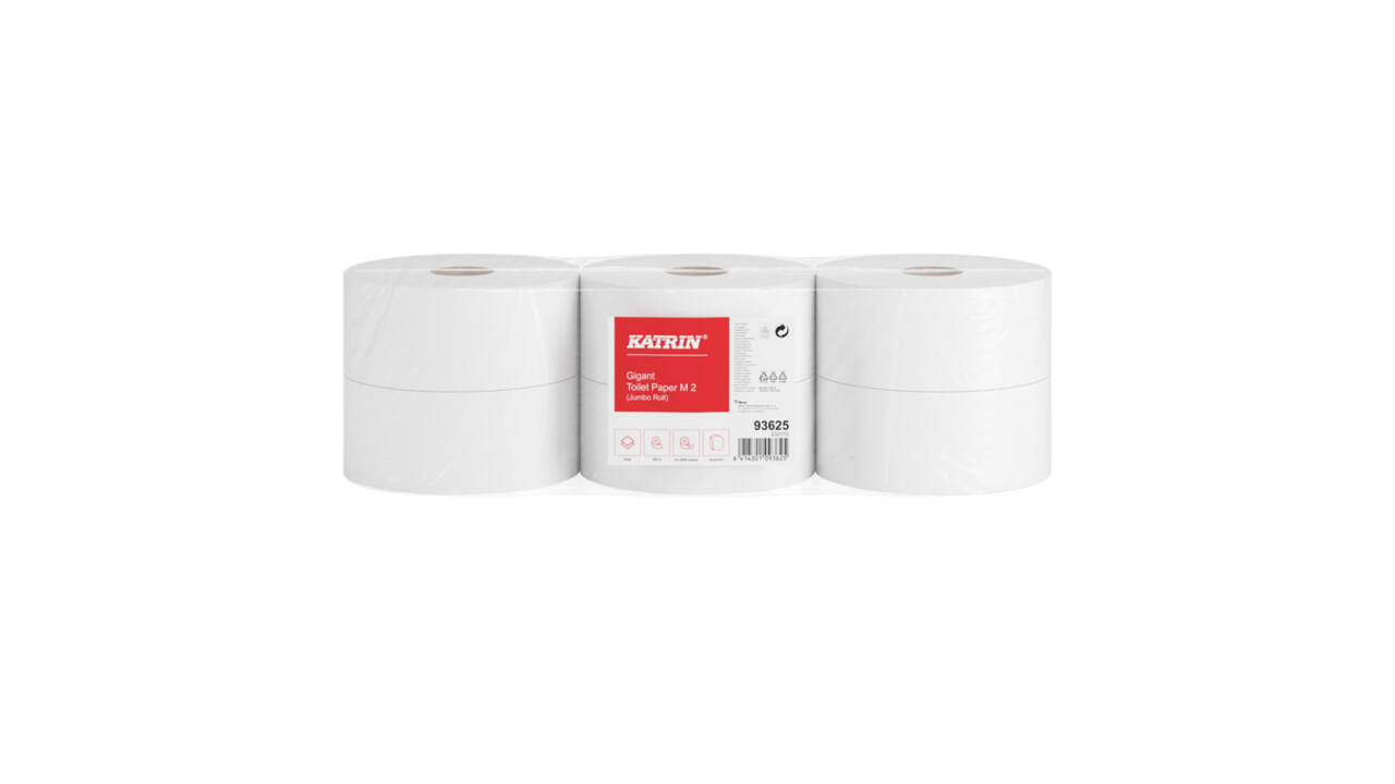 Toiletpapier Katrin Gigant M jumbo medium 2-laags 300m wit 93625
