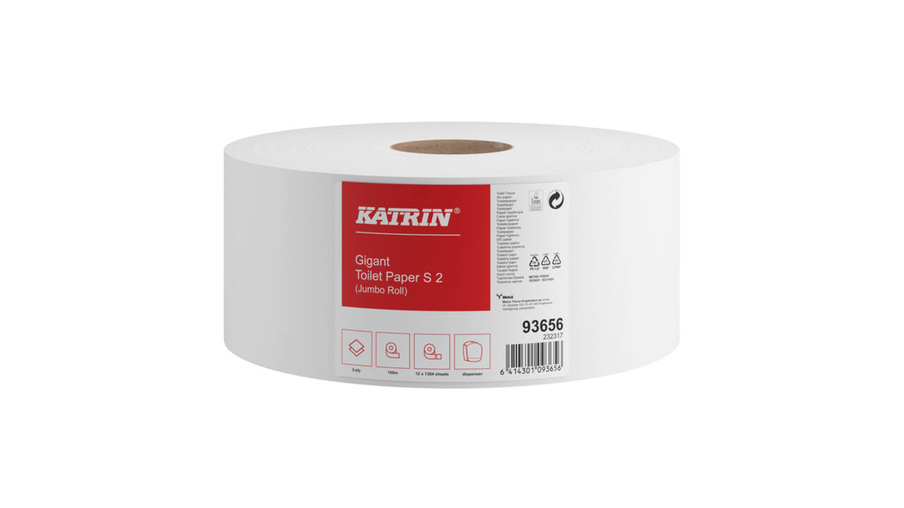 Toiletpapier Katrin Gigant S jumbo klein 2-laags 150m wit 93656