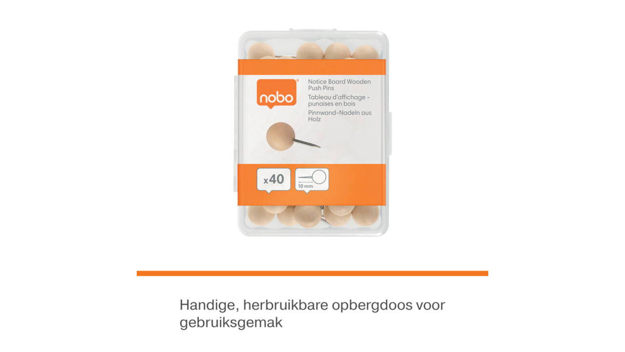 Punaises Nobo hout voor memobord 40 stuks