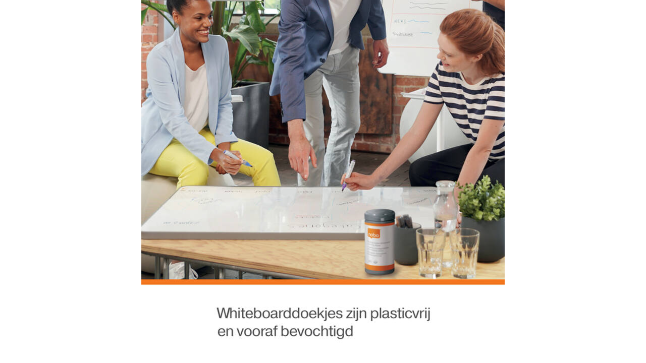 Whiteboardreinigingsdoekjes Nobo plasticvrij 100 stuks