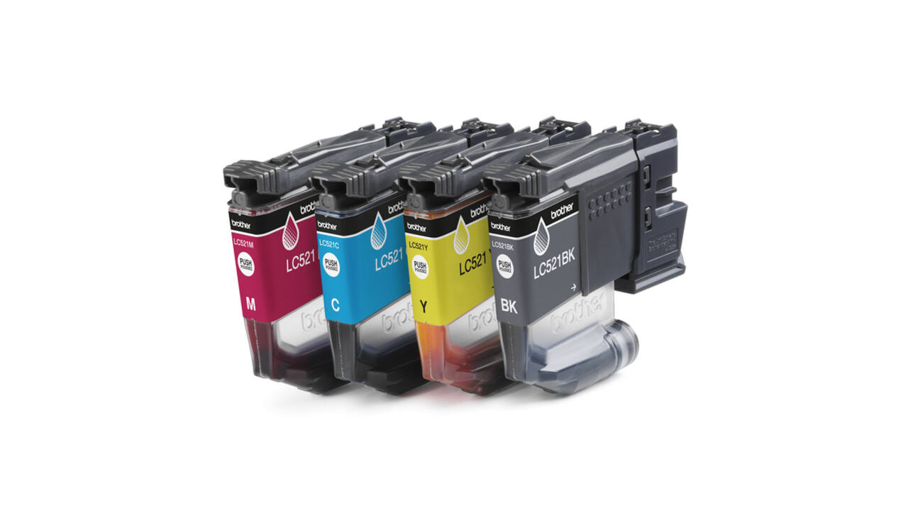 Inktcartridge Brother LC-521 zwart + 3 kleuren