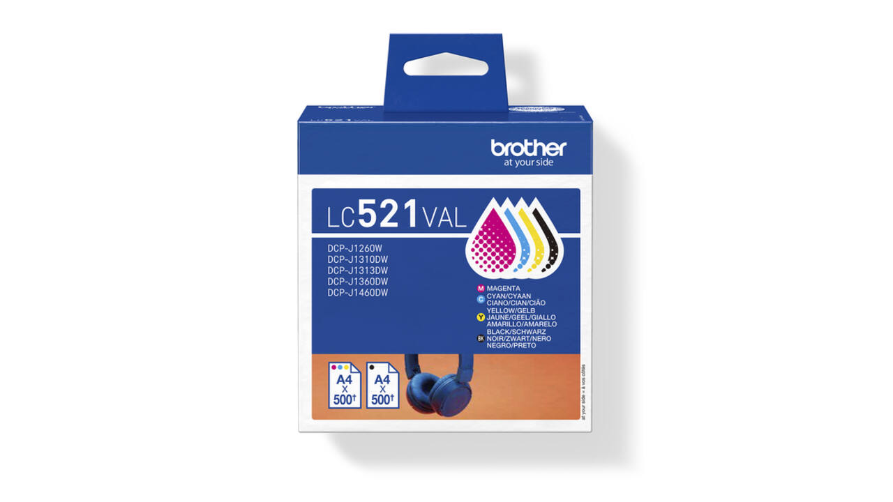 Inktcartridge Brother LC-521 zwart + 3 kleuren