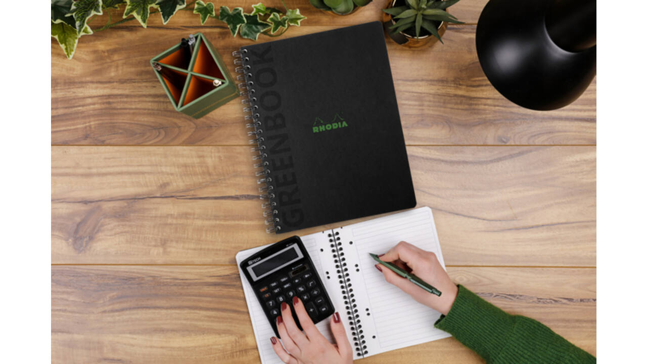 Notitieboek Rhodia Greenbook recycled A4+ lijn 160 pagina's 90gr hc