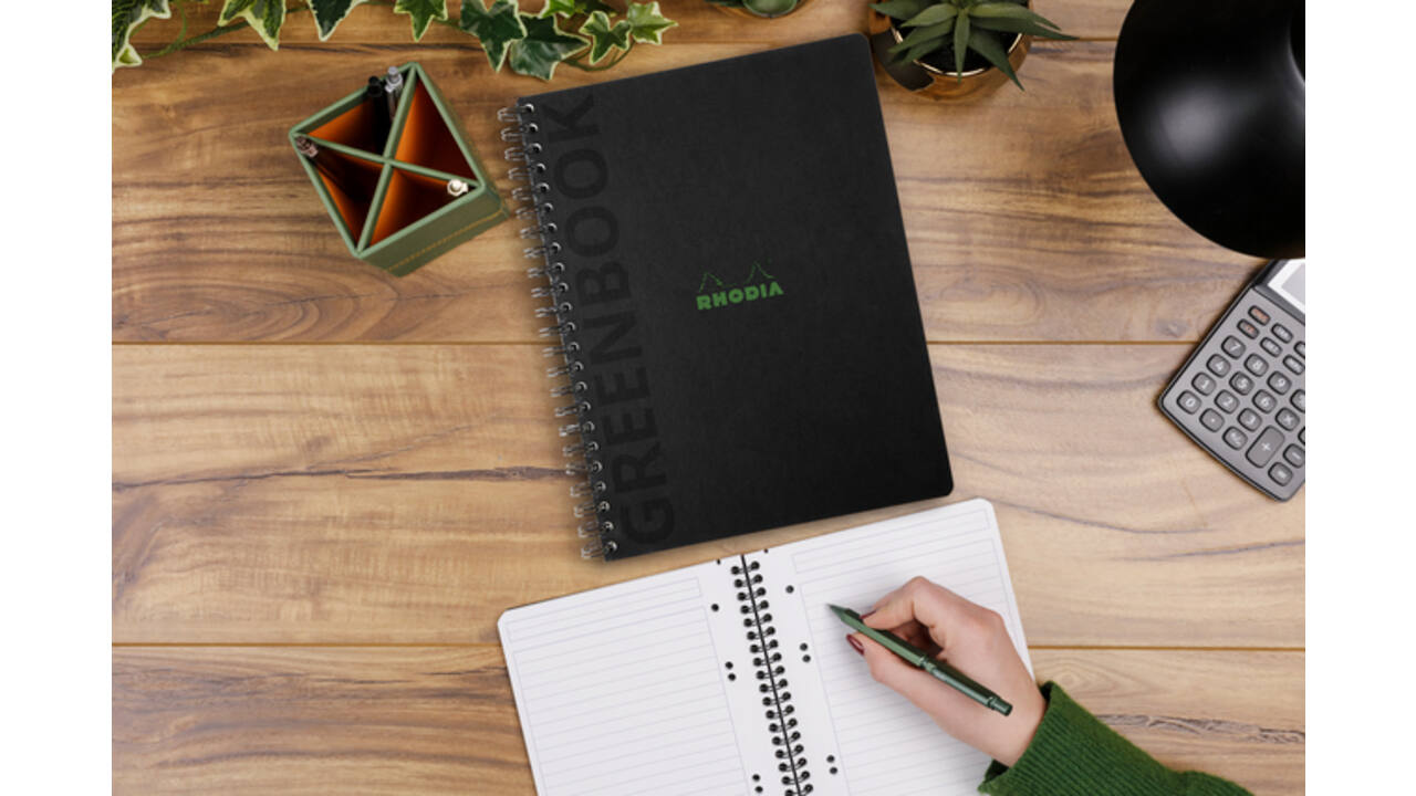 Notitieboek Rhodia Greenbook recycled A4+ lijn 160 pagina's 90gr hc