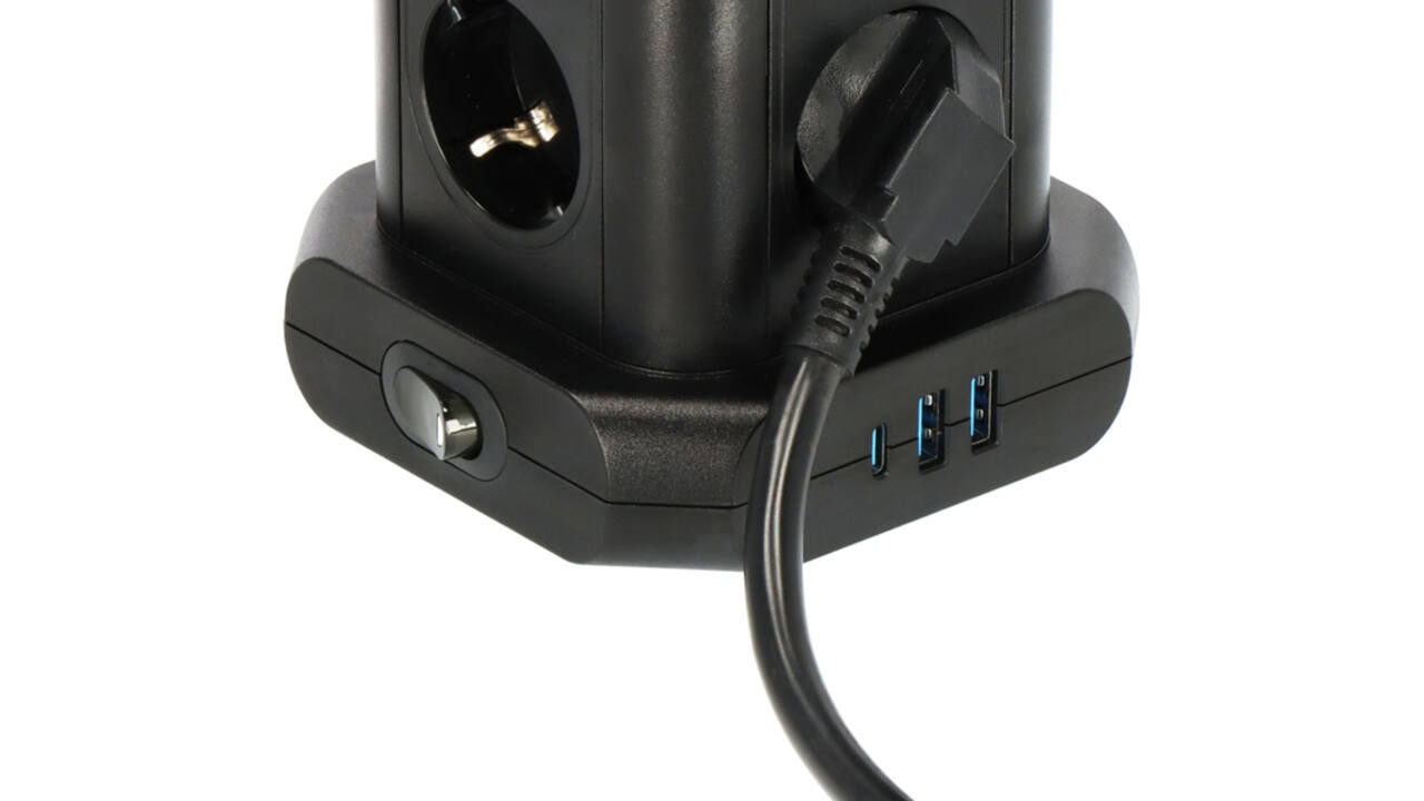 Stekkerdoos Brennenstuhl toren 8 voudig met 2x USB A 1x USB C PD zwart