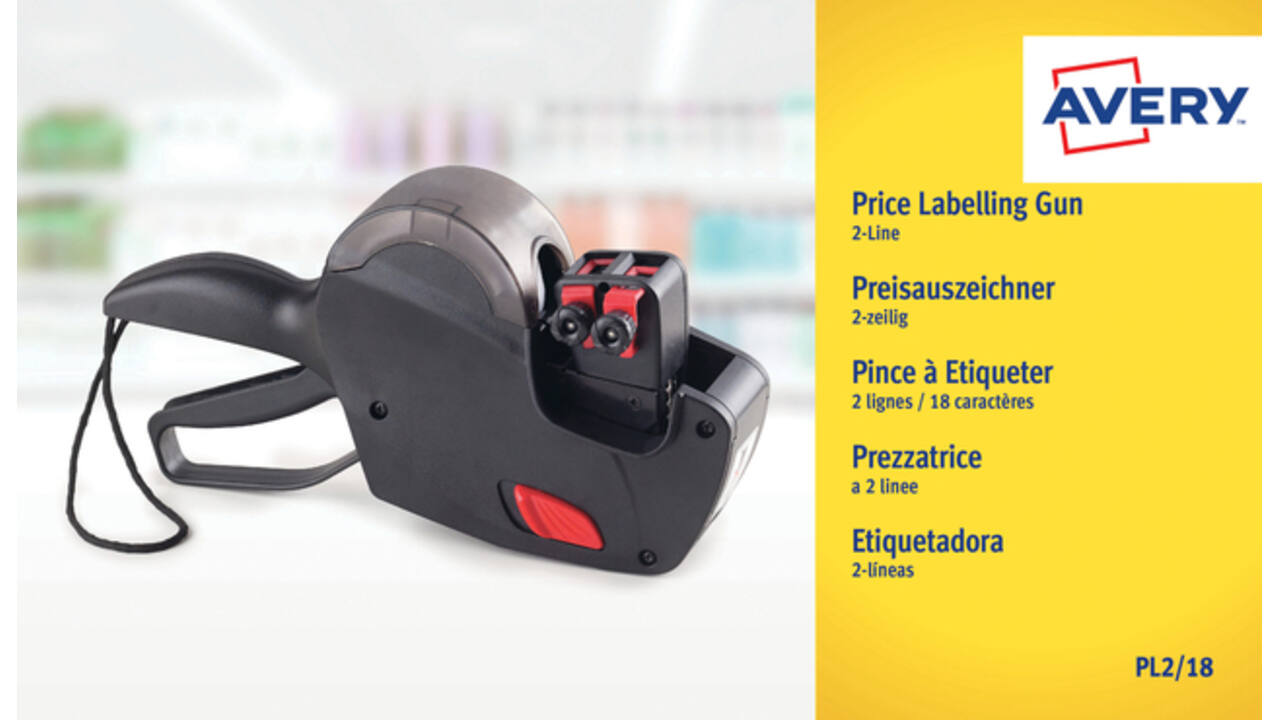 Etiketteertang Avery PL2/18 2 regels zwart