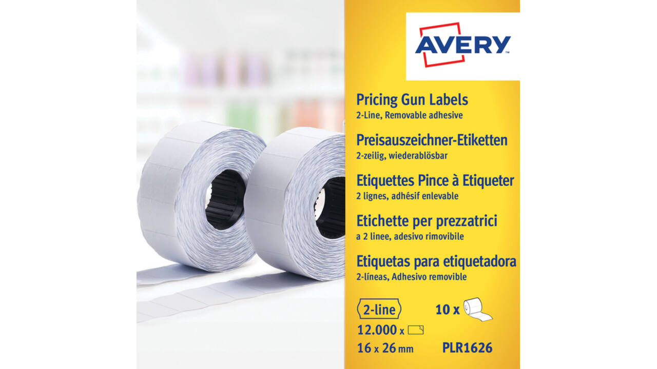 Prijsetiket Avery PLR1626 16x26mm afneembaar wit