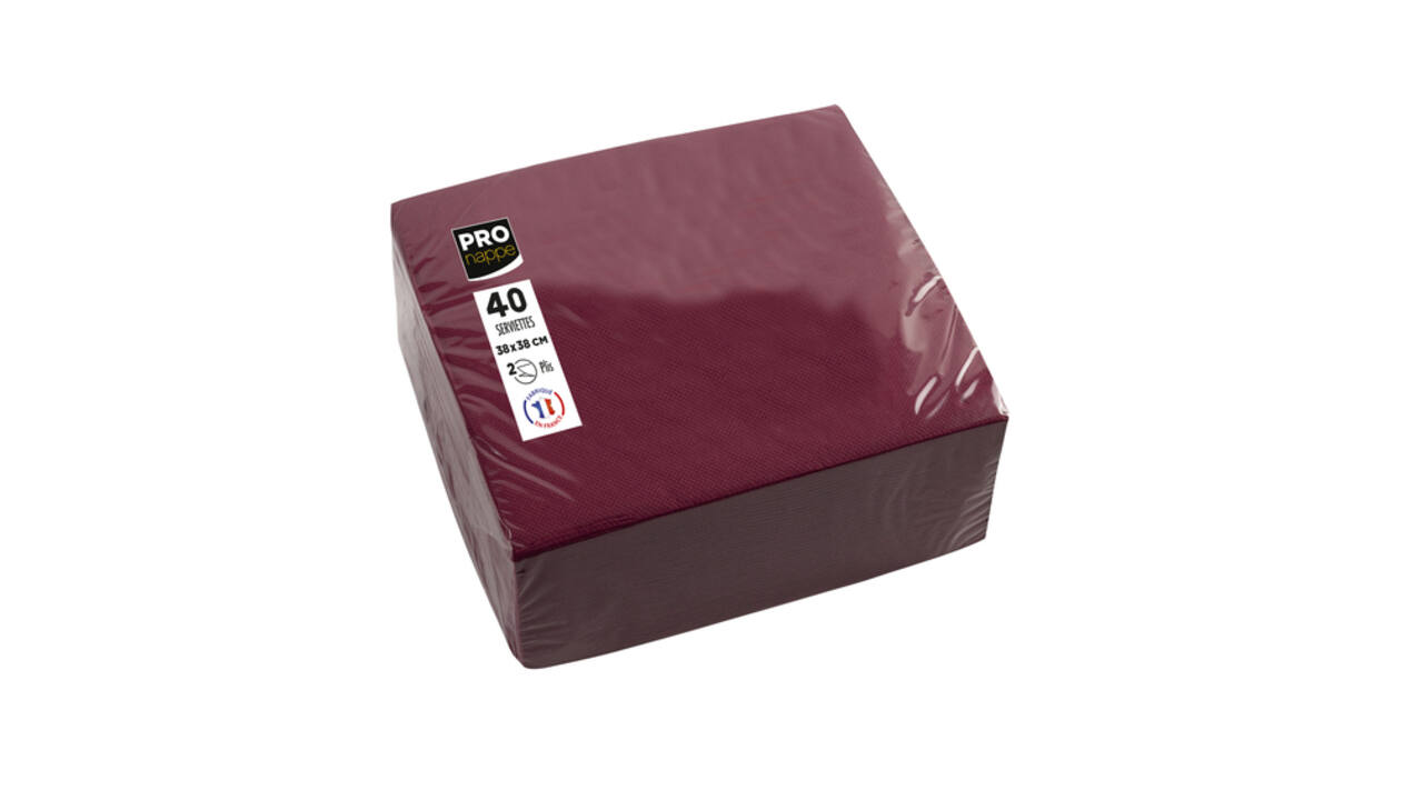 Servet Pronappe 1/4 vouw 2-laags 380x380mm 40 vel bordeauxrood