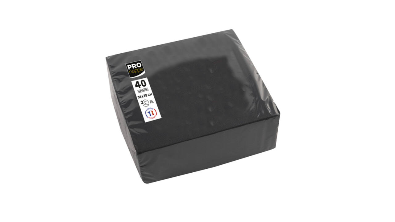 Servet Pronappe 1/4 vouw 2-laags 380x380mm 40 vel zwart
