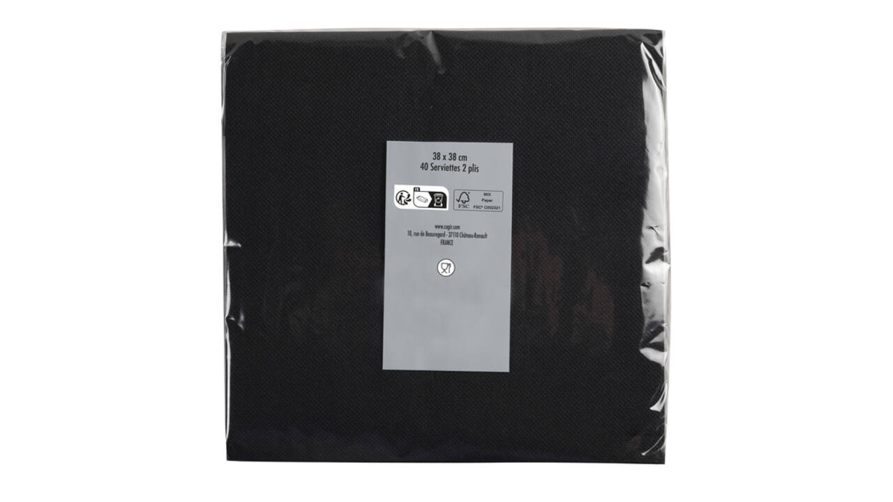 Servet Pronappe 1/4 vouw 2-laags 380x380mm 40 vel zwart